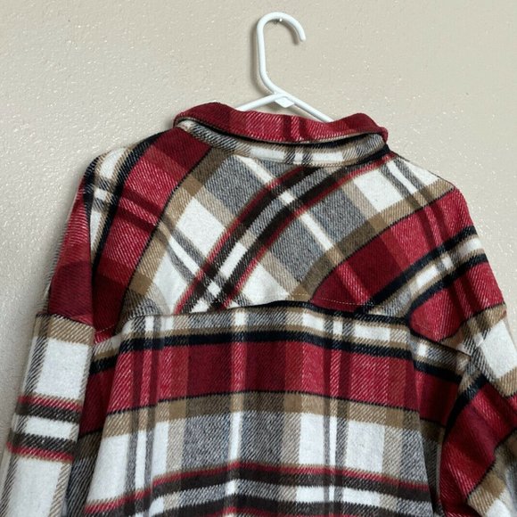 C+D+M Womens Oversized Plaid Button Front Shirt Jacket XL NWT - Picture 6 of 9